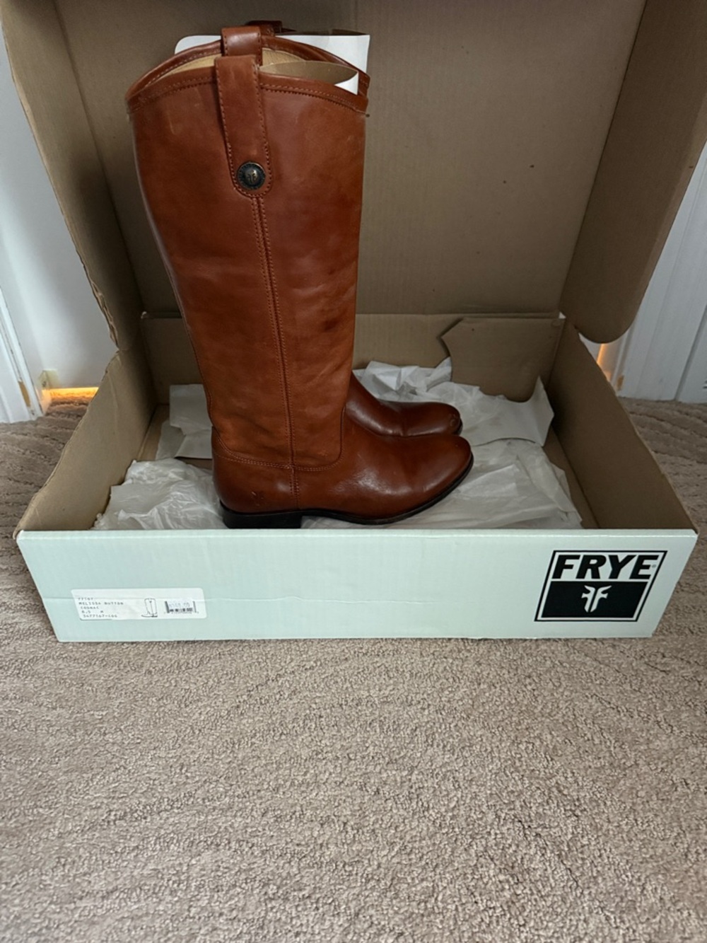 Frye Tall Leather Riding Boots in Brown